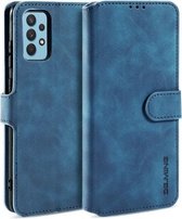 Voor Samsung Galaxy A32 4G DG.MING Retro Oil Side Horizontale Flip lederen tas met houder & kaartsleuven & portemonnee (blauw)