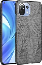 Voor Xiaomi Mi 11 Lite schokbestendige krokodiltextuur pc + PU-hoes (zwart)