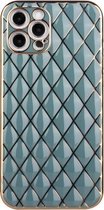 Electroplated Rhombic Pattern Sheepskin TPU beschermhoes voor iPhone 12 Pro (grijsgroen)