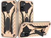 Voor Xiaomi Redmi Note 10 schokbestendige TPU + pc-beschermhoes met houder (goud)