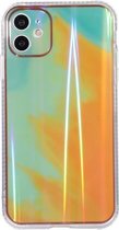 IMD Rendering Watercolor Aurora Pattern Shockproof TPU + PC beschermhoes voor iPhone 11 Pro (Autumn Leaves Yellow)