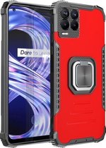 Voor OPPO Realme 8 Pro Fierce Warrior Series Armor All-inclusive schokbestendig aluminium + TPU beschermhoes met ringhouder (rood)