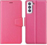 Voor Samsung Galaxy S21 + 5G Zijden Textuur Horizontale Flip Leren Case met Houder & Kaartsleuven & Portemonnee & Fotolijst (Rose Rood)