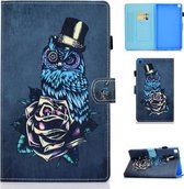 Voor Samsung Galaxy Tab A7 Lite 8.7 inch (2021) SM-T220 / T225 Gekleurde Tekening Stiksels Horizontale Flip Lederen Case met Houder & Kaartsleuven (Uil)