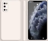 Voor Samsung Galaxy S20 effen kleur imitatie vloeibare siliconen rechte rand valbestendige volledige dekking beschermhoes (wit)
