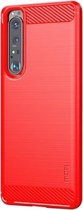 Voor Sony Xperia 1 lll MOFI Gentleness-serie Geborstelde textuur Koolstofvezel Zachte TPU-hoes (rood)