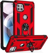 Voor Motorola Moto One 5G Ace schokbestendig TPU + pc-beschermhoes met 360 graden roterende houder (rood)
