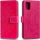 Voor Samsung Galaxy A71 Totem Bloem Reliëf Horizontale Flip TPU + PU lederen tas met houder & kaartsleuven & portemonnee (rood)