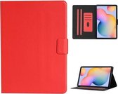 Voor Samsung Galaxy Tab A7 Lite 8.7 (2021) T220 Pure Kleur Horizontale Flip Leren Case met Kaartsleuven & Houder & Lanyard (Rood)