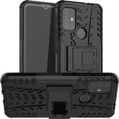Voor Motorola Moto G30 Tyre Texture Shockproof TPU + PC beschermhoes met houder (zwart)