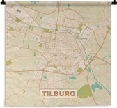 Wandkleed - Wanddoek - Stadskaart - Tilburg - Vintage - 180x180 cm - Wandtapijt - Plattegrond