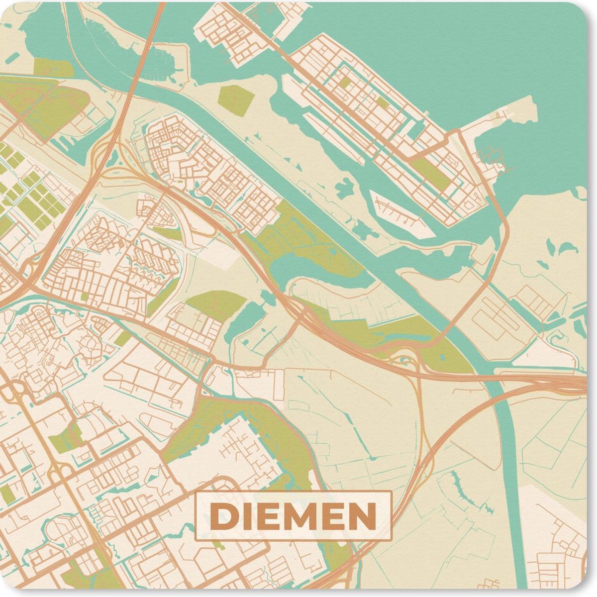 Muismat 20x20 cm - Mousepad Kaart - Diemen - Vintage - Muismatten