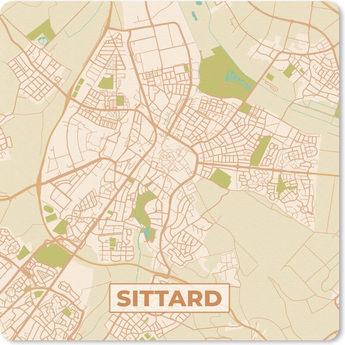 Muismat 30x30 cm - Mousepad Kaart - Sittard - Vintage - Muismatten