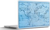Laptop sticker - 12.3 inch - Wereldkaart - Blauw - Lijnen - 30x22cm - Laptopstickers - Laptop skin - Cover