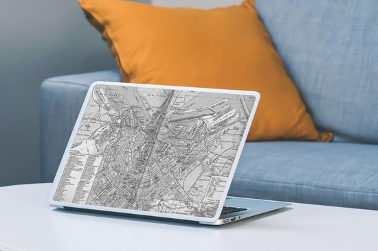 Laptop sticker - 14 inch - Stadskaart - Amsterdam - Antiek - 32x5x23x5cm - Laptopstickers - Laptop skin - Cover