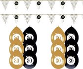 80 Jaar Versiering Festive Gold Feestpakket - 80 Jaar Decoratie - Ballonnen en Slingers