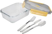 Built Ny Lunchbox Stylist 900 Ml Glas Grijs/geel 2-delig