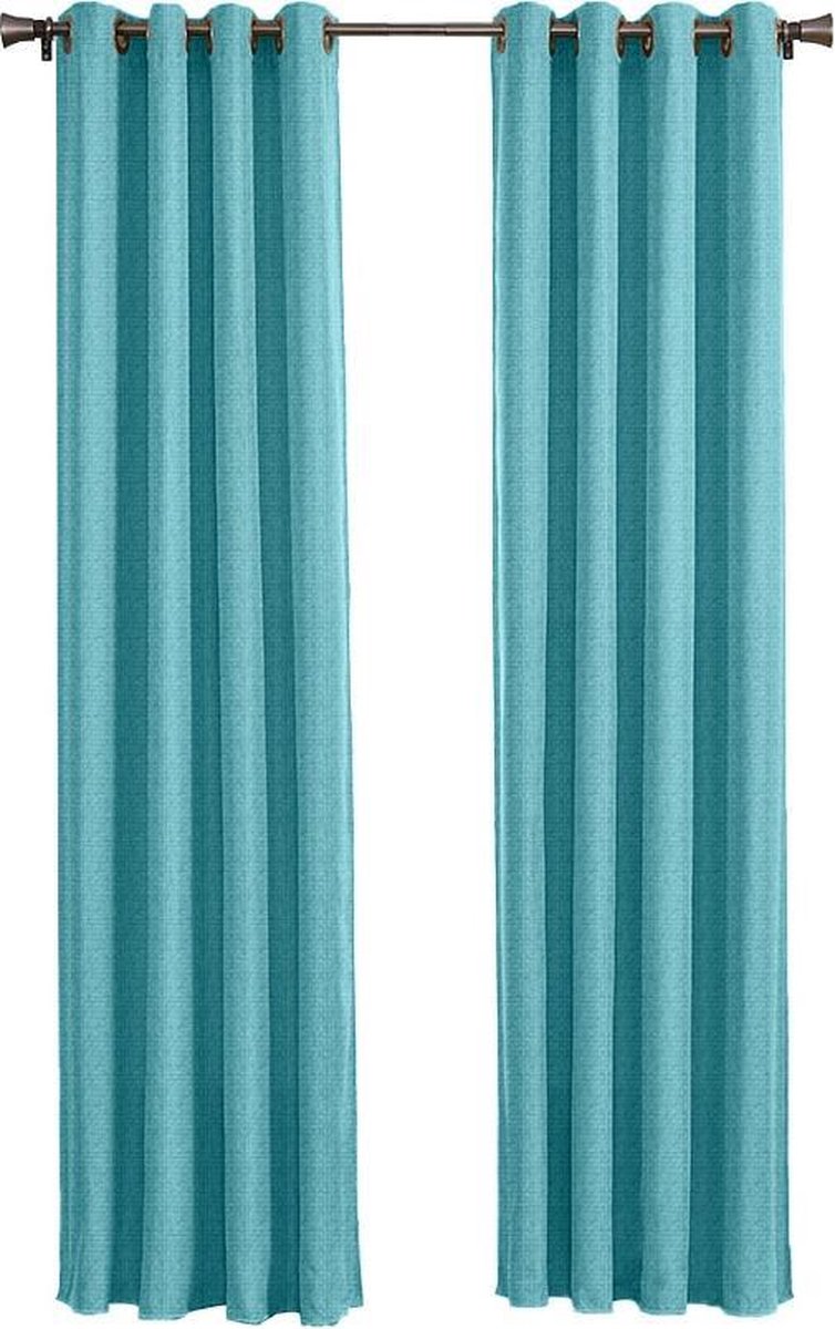 Larson Luxe Geweven Blackout Gordijn - Ringen - Mint-turquoise - 300 x 250 cm - Verduisterend & kant en klaar
