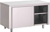 Gastro-Inox RVS Werkbank 2000(l)x600(d)x850(h)mm Met Schuifdeuren, Gastro-Inox 312.060