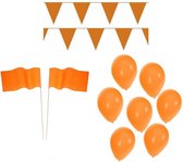 Oranje EK voetbal feestartikelen pakket met versiering en decoratie - ballonnen / slingers / vlaggetjes