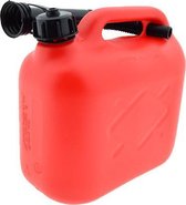 Jerrycan rood voor brandstof - 5 liter - inclusief schenktuit - benzine / diesel