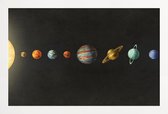 JUNIQE - Poster met houten lijst Solar system -20x30 /Kleurrijk