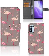 Hoesje met naam OPPO Find X3 Lite Wallet Book Case Flamingo