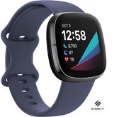Siliconen Smartwatch bandje - Geschikt voor  Fitbit Versa 3 siliconen bandje - grijsblauw - Maat: S - Strap-it Horlogeband / Polsband / Armband