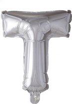 Letterballon T zilver 32inch, kindercrea