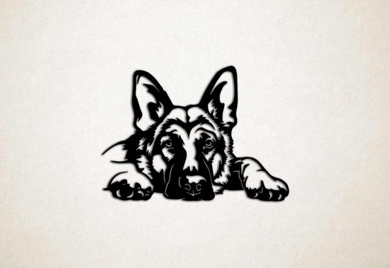 Wanddecoratie - Hond - Duitse Herder 5 - L - 75x102cm - Zwart - muurdecoratie - Line Art