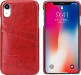 Fierre Shann Retro Oil Wax Texture PU lederen tas voor iPhone XR, met kaartsleuven (rood)