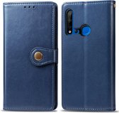 Retro effen kleur lederen gesp bescherming voor mobiele telefoon lederen tas met sleutelkoord en fotolijst en kaartsleuf en portemonnee en beugelfunctie voor Huawei P20 lite 2019 / Nova 5i (b