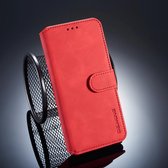 DG.MING Retro Oil Side Horizontal Flip Case voor Huawei P20, met houder & kaartsleuven & portemonnee (rood)