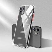 Voor iPhone 11 Pro Max Color Button Clear Full Coverage Shockproof TPU Case (Rood)