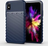 Voor iPhone XS Thunderbolt Shockproof TPU Soft Case (donkerblauw)