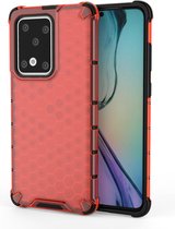 Voor Huawei P40 Pro Shockproof Honeycomb PC + TPU Case (rood)