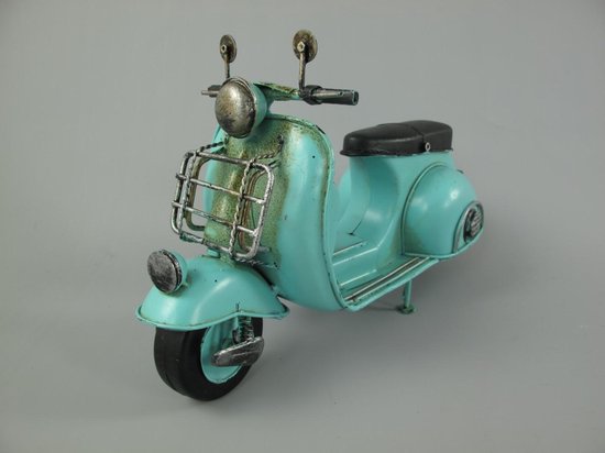 art en métal - modèle scooter Vespa classique - bleu - 10 cm de haut