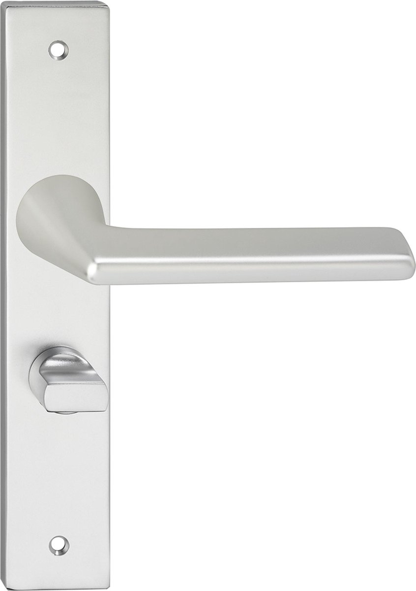 Impresso Bristol Deurklink – Deurbeslag – Vierkant – Deurschild met Schroeven en Toiletsluiting – Zilver
