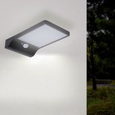 Zwarte LED wandlamp op zonne-energie 2,5W met bewegingsmelder - Wit licht