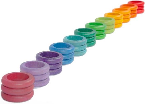 Grapat Houten Speelgoed 36 x Ringen (12 kleuren) | bol.com