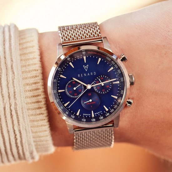 Renard Grande Chrono Blue/Silver Milanese Silver RC402SS41MSS - Horloge -  RVS - | bol.com