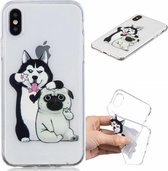 Voor iPhone XS Max 3D-patroon Transparant TPU-hoesje (zelfportret hond)