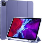 Voor iPad Pro 11 (2020) / iPad Pro 11 (2018) 3-vouwbare horizontale flip PU-leer + schokbestendige TPU-hoes met houder en pengleuf (lavendel paars)