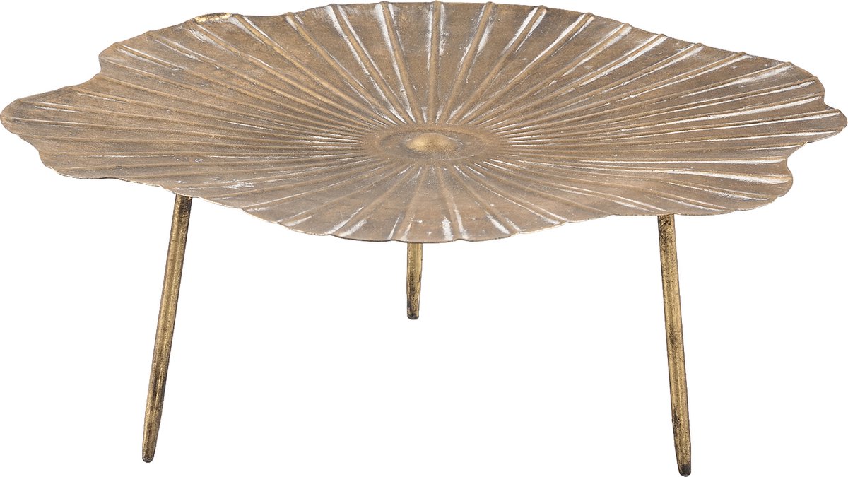 PTMD Larisse Ronde Schaal Op Voet - 30,5 x 29,5 x 12 cm - Metaal - Goud