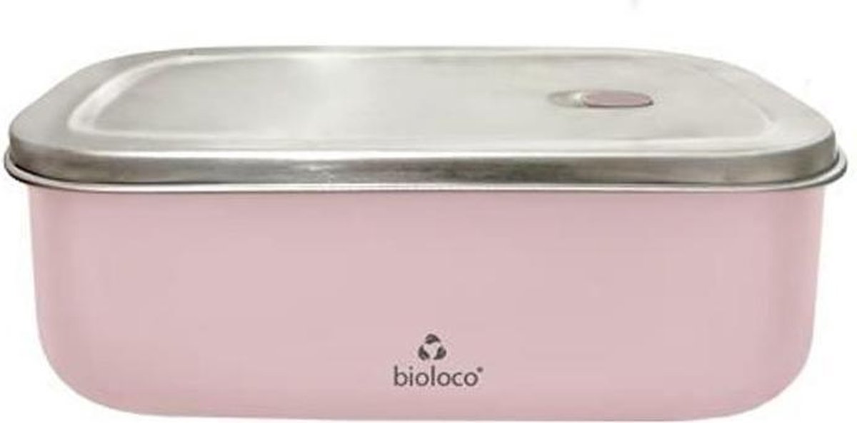RVS bioloco lunchtrommel 20cm x 13,5cm x 7cm - Oud roze
