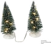 Mini Kerstboom met Sneeuw en LED Verlichting - Warm Wit of Multikleur - Set van 2 stuks - Assorti