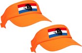 4x stuks oranje supporter zonneklep - Nederlandse vlag en leeuw - Holland - EK / WK fans - Koningsdag pet / sun visor