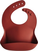 Bavoir bébé Mushie en silicone avec plateau de collecte | Sienne brute | Sans phtalate BPA| lavable