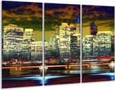 Glasschilderij Steden - Geel, Blauw, Groen - 120x80cm 3Luik - Foto Op Glas - Geen Acrylglas Schilderij - GroepArt 6000+ Glas Art Collectie - Maatwerk Mogelijk