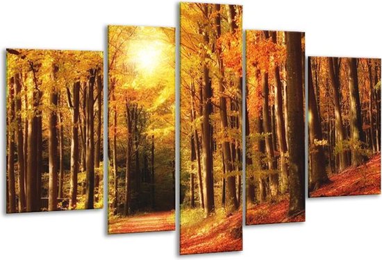 Peinture sur verre d'automne | Jaune, orange, marron | 170x100cm 5 Liège | Tirage photo sur verre |  F002281